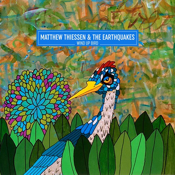  a mess of colors of green, brown and orangish-red. In the foreground, a drawing of a blue and pink bird with a long yellow beak looking their left eye to the viewer, in amidst a bunch of large green leaves set in rows. Also, there's a very colorful circular bush or flower of some sort that's yellow, green, blue and gold.</body></html>